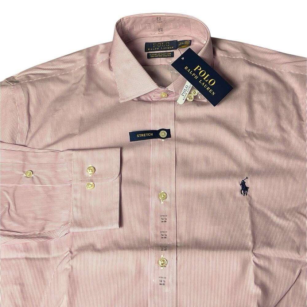 NWT Polo Ralph Lauren Classic Fit‎ Easy Care Button Pinstripe Shirt 16.5 34/35